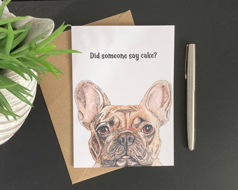 French Bulldog Birthday Card. Personalised or Blank Fawn Frenchie dog card.