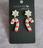 Handmade Polymer Clay Candy Cane Earrings, 316 Surgical Stainless Steel