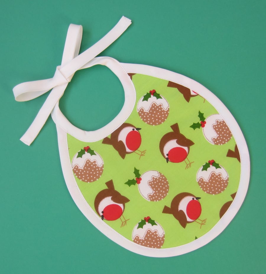 SALE Babies First Size Christmas Robin Bib