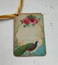GIFT TAGS, vintage -style. ' The Peacock '  ( set of 3) Rose ..ready to ship... - Image 3