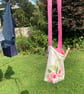 Pretty, floral peg bag with shoulder strap. Traditional rose design. - Image 2