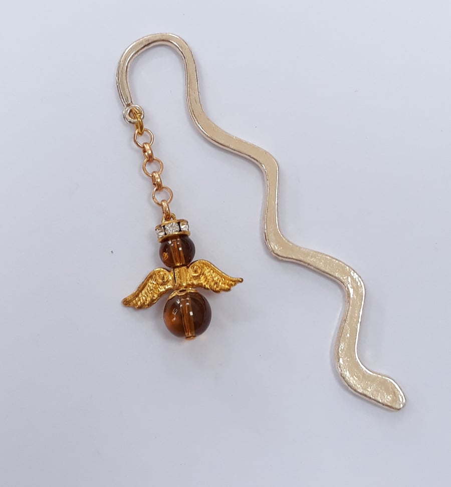 GA11 Wavy gold plated bookmark with angel