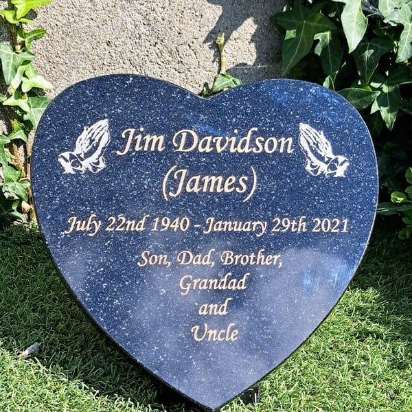 MEMORIAL GRAVE PLAQUE GRAVE MARKER HEART MEMORIAL Cemetery stone Gravestone 