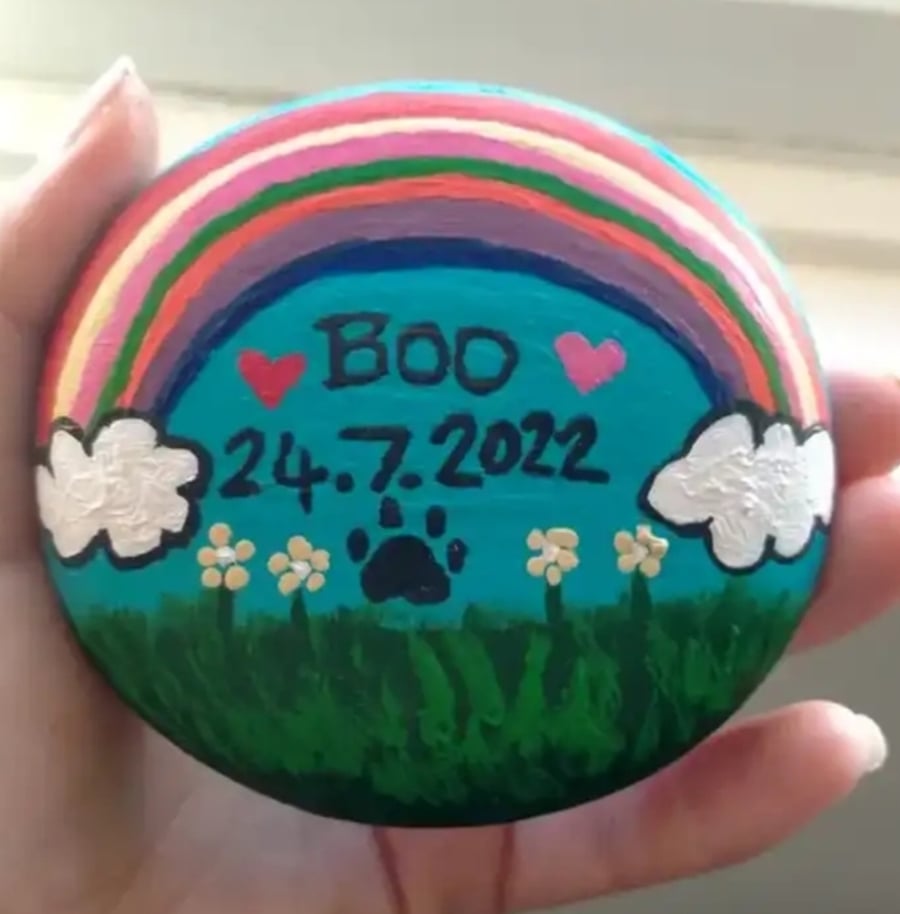 Handpainted pet memorial pebble