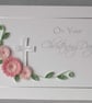 Handmade Christening card with quilled flowers, can be personalised - Image 4