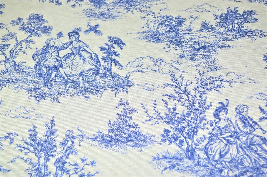 Toile De Jouy Tablecloth Blue  ,  Vintage French  Square Rectangle Tablecloth 