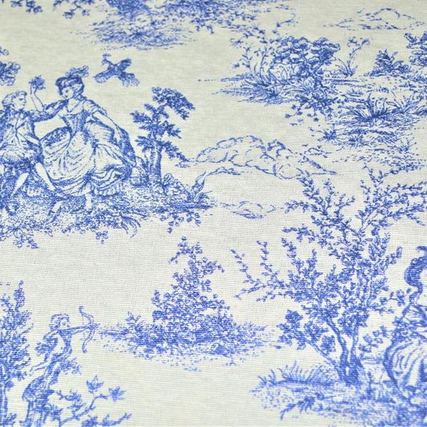 Toile De Jouy Tablecloth Blue  ,  Vintage French  Square Rectangle Tablecloth 