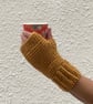 FINGERLESS MITTS , gloves '  Valley Tweed '. Merino Wool blend. Mustard.  - Image 3
