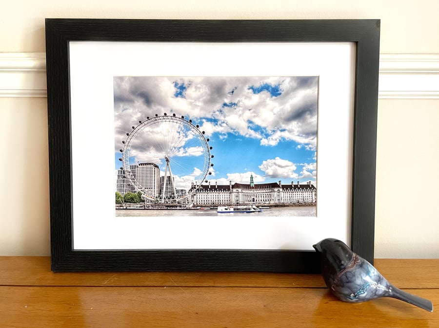 A Framed Photo of the London Eye, River Thames, UK Print