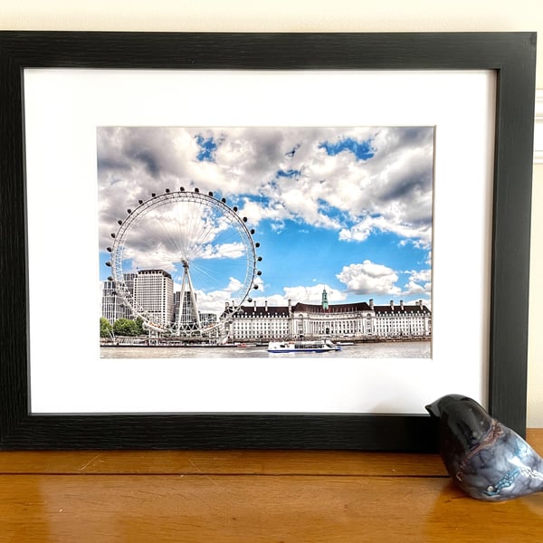 A Framed Photo of the London Eye, River Thames, UK Print