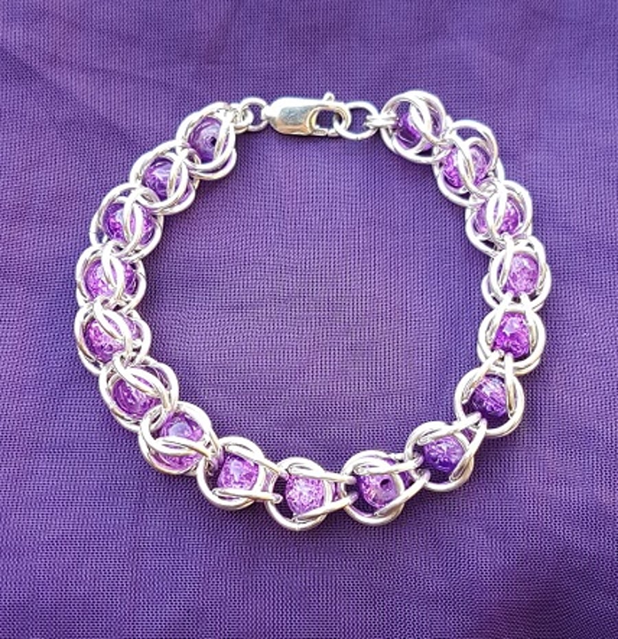 Captive bead bracelet with purple beads - Not eligible for Christmas delivery