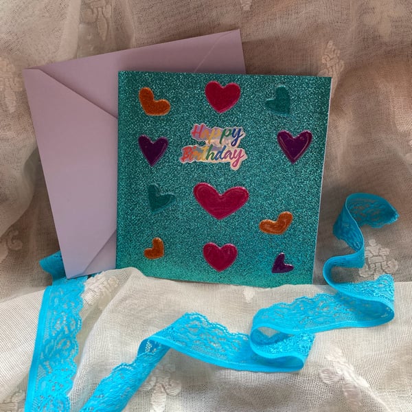 Happy birthday hearts card 