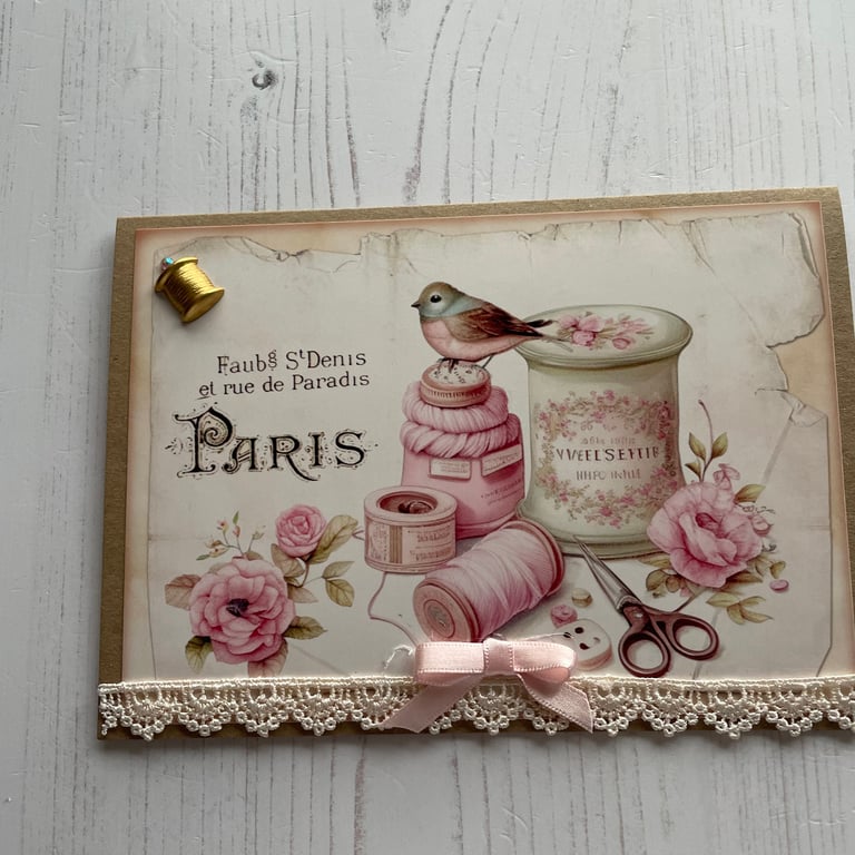 Sewing - Greeting Cards, Vintage Sewing Florals by Carolee Crafts PB12 - 0028