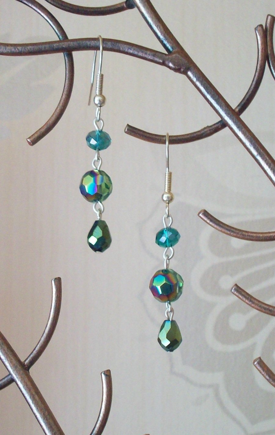Green droplet earrings