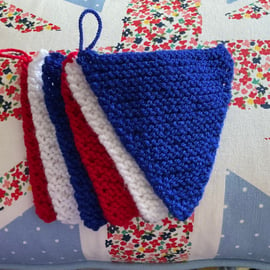 Knitted Bunting Red White Blue Flags 