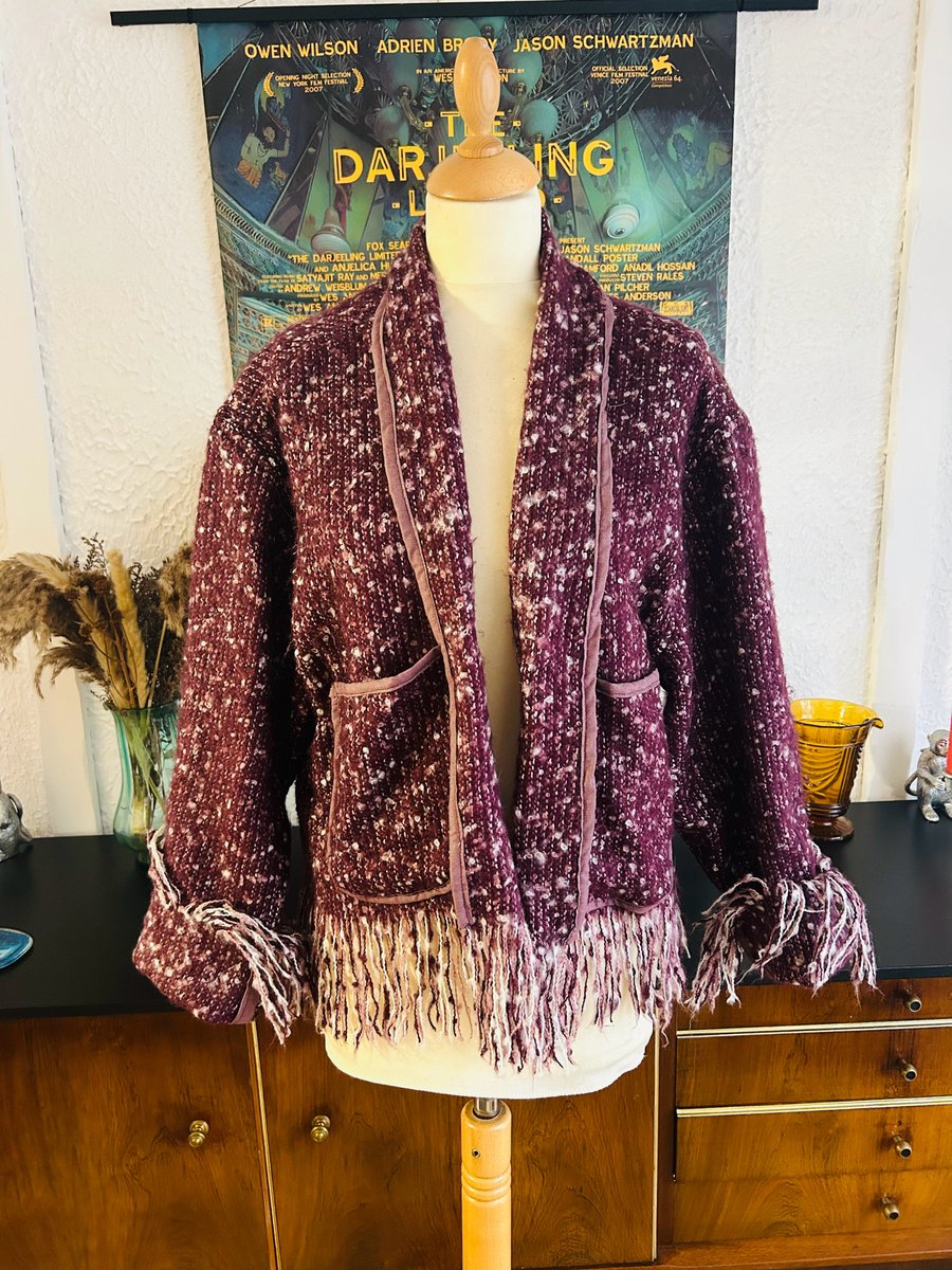 Vintage Handcrafted Purple Wool Blanket Jacket One of a Kind Unique