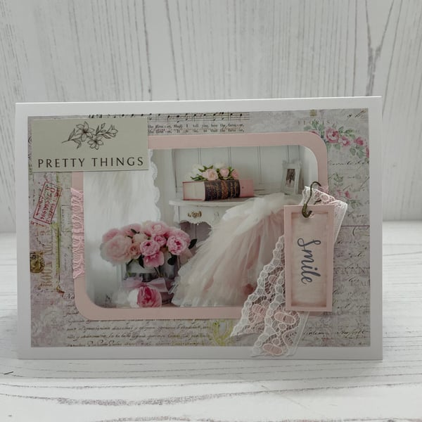 Greeting Card - Pretty Things Smile by Carolee Crafts -  C17