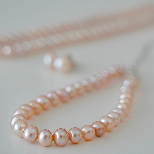 5mm Pink Round Freshwater Pearls Sterling Silver Bracelet
