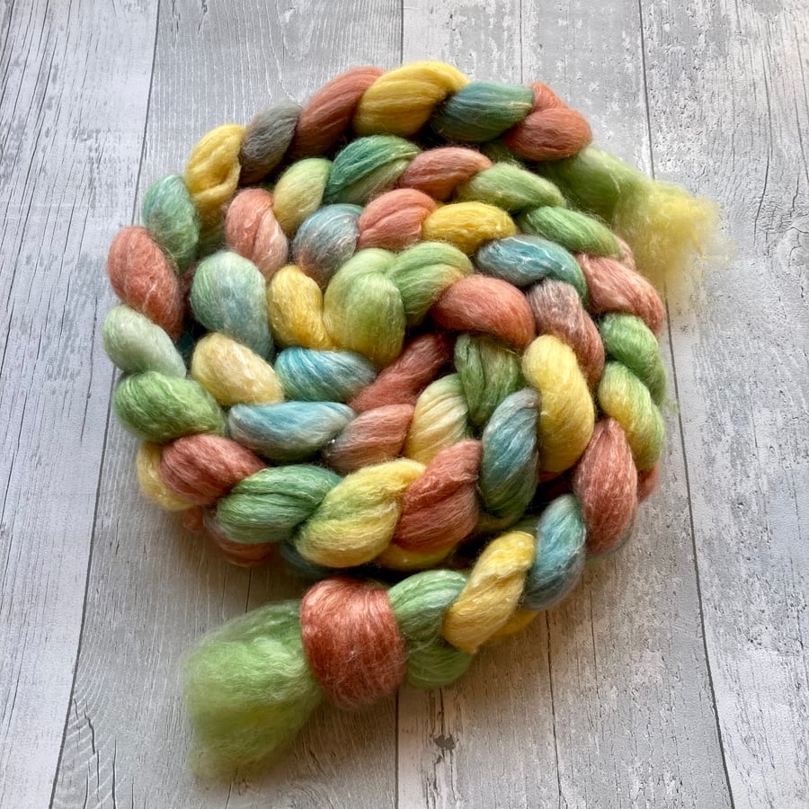 Merino bamboo tweed blend Spinning fibre 100g Willowstone