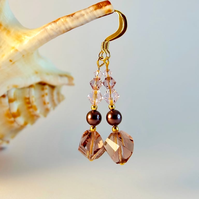 Crystal And Pearl Earrings - Handmade Gift, Birthday, Anniversary, Bridesmaid