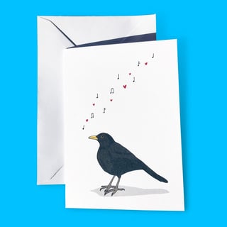 Blackbird Singing A6 Illustration Card