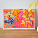 original abstract floral painting postcard sized mixed media 2