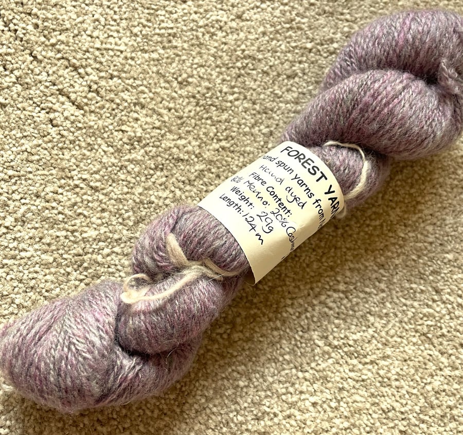 HANDSPUN MERINO & CASHMERE YARN, HAND DYED, 28g