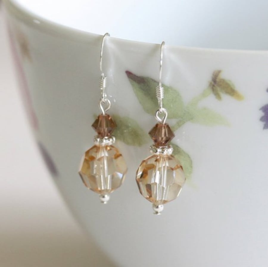Swarovski Crystal drop earrings - Shades of brown