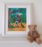 The Tire Swing original painting. Children at play - Image 3