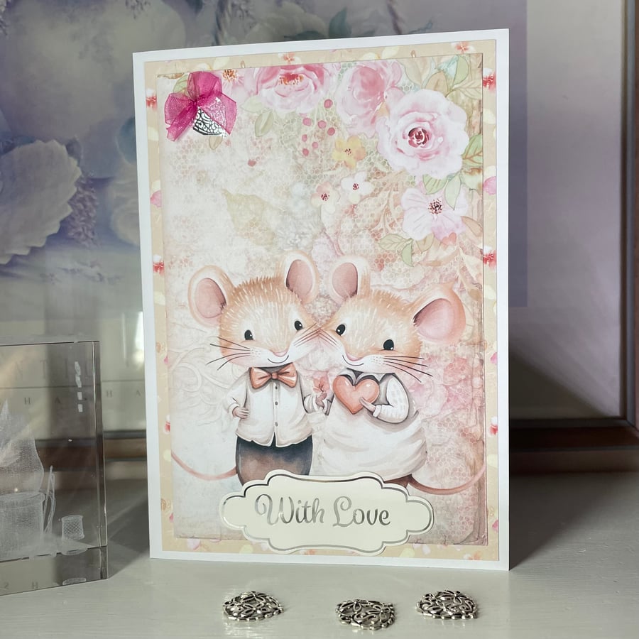 Wedding - With Love Mice Greeting Card by Carolee Crafts PB1- 0001