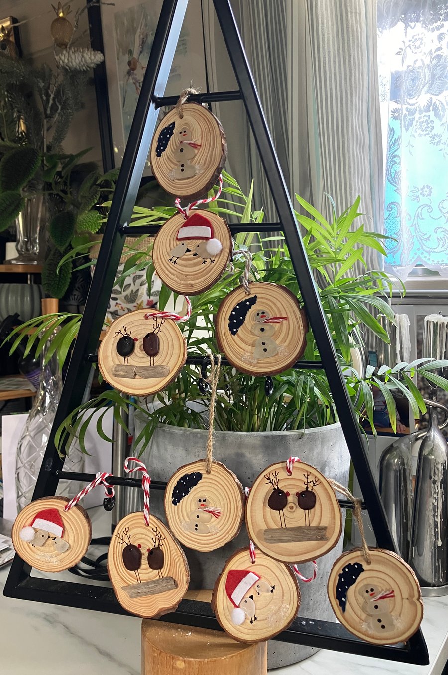 Wood and Sea Glass Christmas Decoration