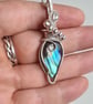 Natural Blue Labradorite & 925 Silver Necklace Pendant Gift Crystal Jewellery - Image 4