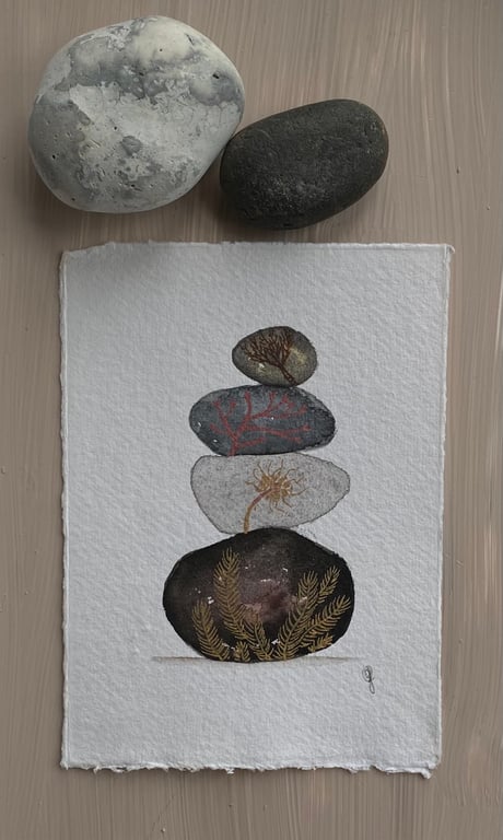 Pebble pile 3 watercolour art 