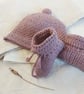 Baby Hat and Booties set, 100% pure wool, eco-friendly, 0-5 months