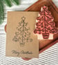 Hand stamped Christmas tree card minimalist winter greetings card rustic design - Image 5