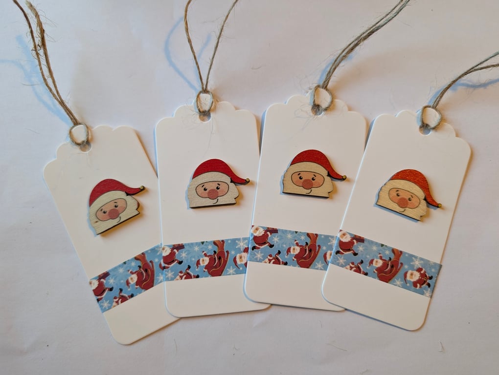 Homemade Christmas gift tags pack - Santa
