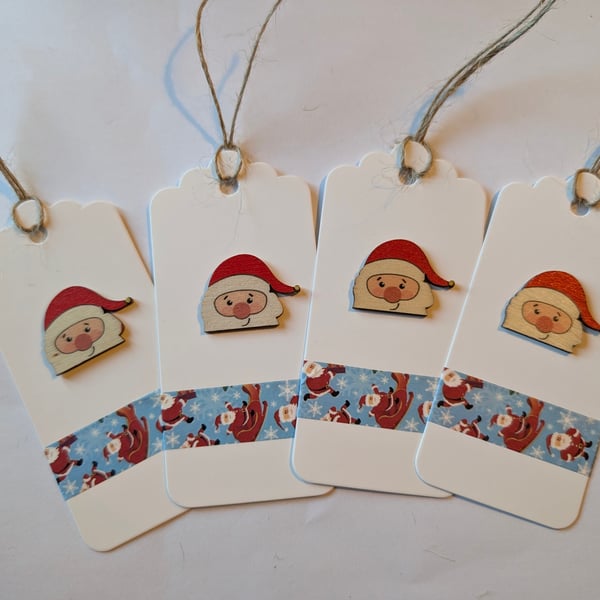 Homemade Christmas gift tags pack - Santa