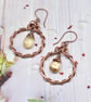Wire Wrapped Citrine and Copper Hoop Earrings - Image 8