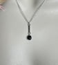 Petrol Blue Pearl Bar Pendant & 18" Trace Chain - Handmade, Sterling Silver - Image 3