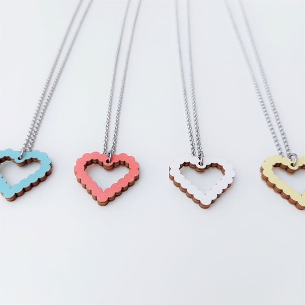 Bubble Heart Wooden Necklace Mother's Day Sustainable Jewellery Gift