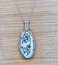 Scottish sea pottery necklace pendant - Unique gift - Green and White