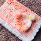 Crochet Baby blanket and hat
