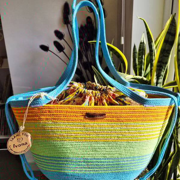 String's basket: colourful stripes