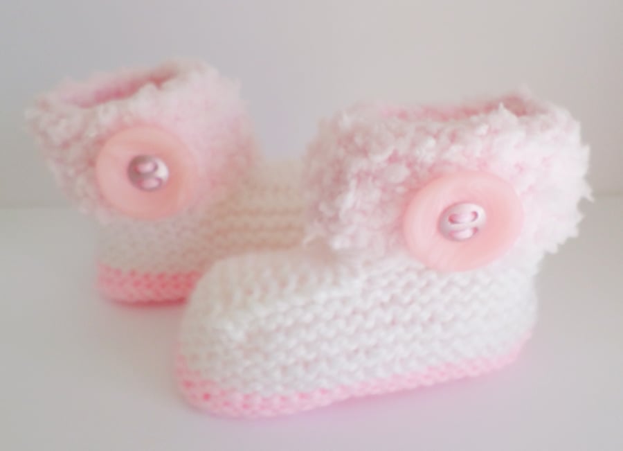 Hand knitted Baby Girl Fluffy Boots