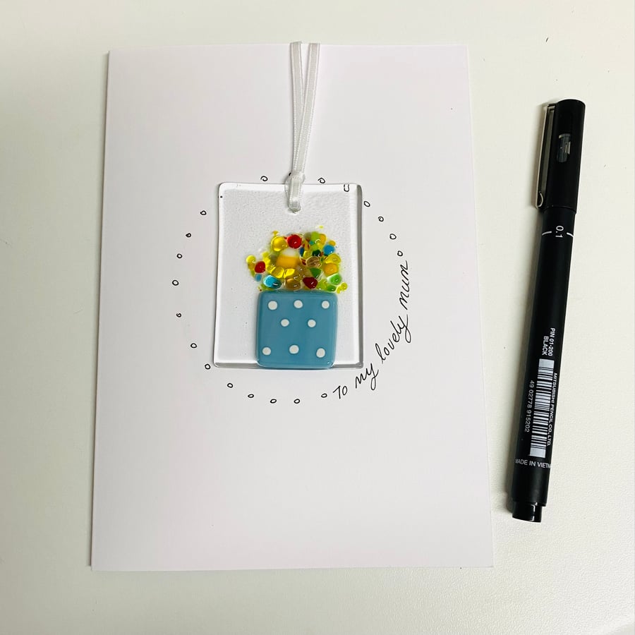 Mother’s Day , fused glass hanging keepsake card
