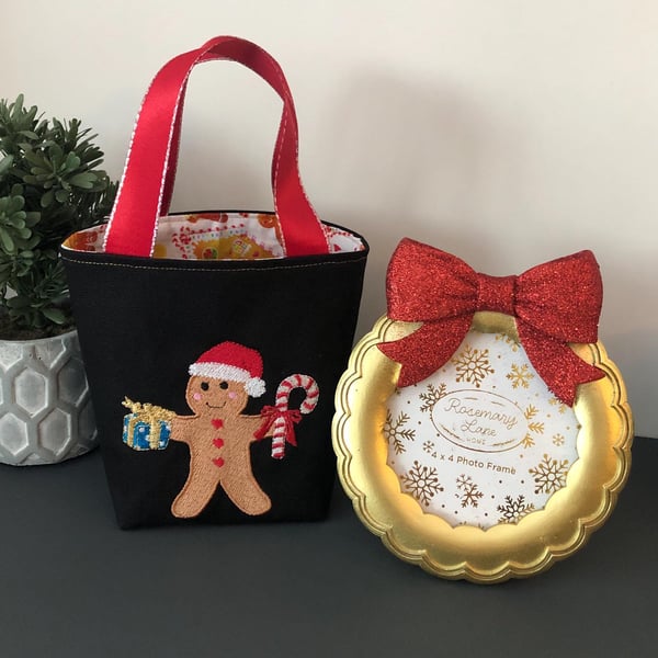 Picture Frame & Gingerbread Merry Christmas Gift Bag Handmade Includes quality S