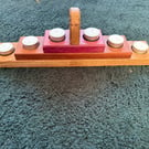 Hand-Crafted Wooden Tealight Candle Holder — Purple Heart, Meranti & Oak