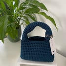 Navy tshirt yarn crochet mini bag