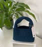 Navy tshirt yarn crochet mini bag