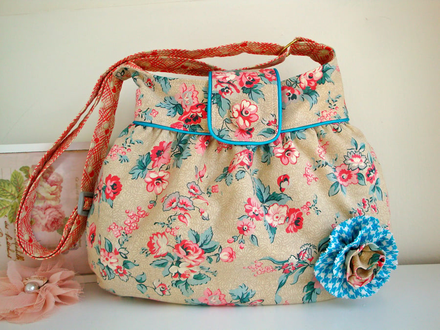  RESERVED    RESERVED  for  SUE Handmade  Floral Cotton Cross Body Bag 